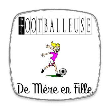 Footballeuse de Mère en Fille Femme Ballon Foot - Magnet carré - blanc - Devant