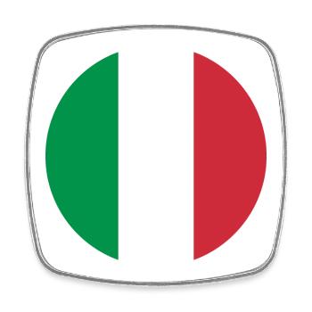 Autocollant rond drapeau de l'Italie Aufkleber sticker - Magnet carré - blanc - Devant
