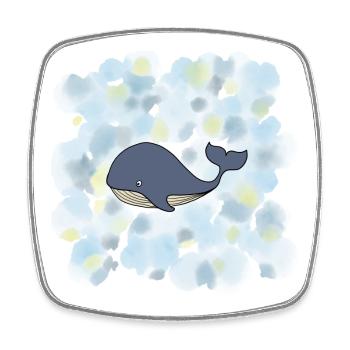 Baleine bleue - Magnet carré - blanc - Devant