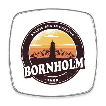 Bornholm Leuchtturm Vintage Design - Viereckiger Kühlschrankmagnet - Weiß - Vorne