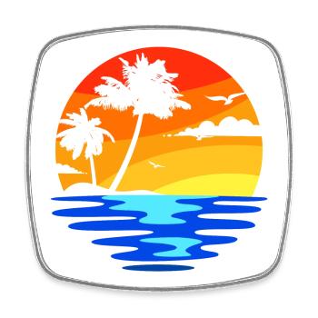 Palmiers île des caraïbes plage vacances mer été - Magnet carré - blanc - Devant