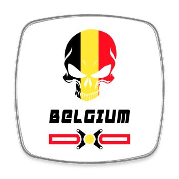 Conception de drapeau de crâne de Belgique - Magnet carré - blanc - Devant