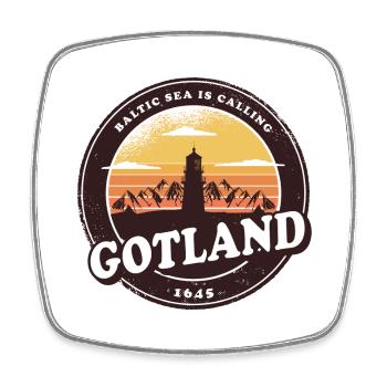 Gotland vintage lighthouse design - Square fridge magnet - white - Front