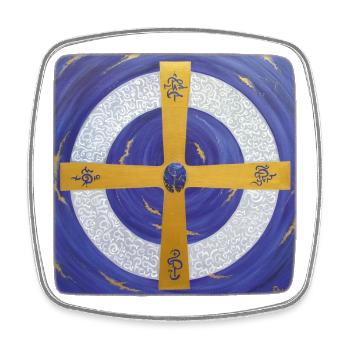 Archangel Michael Crystal Star Gate - Square fridge magnet - white - Front