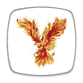 Feuriger Phoenix Mythos Design - Viereckiger Kühlschrankmagnet - Weiß - Vorne