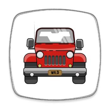 Geländewagen Auto - Viereckiger Kühlschrankmagnet - Weiß - Vorne
