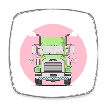Truck Trucks Laster - Viereckiger Kühlschrankmagnet - Weiß - Vorne
