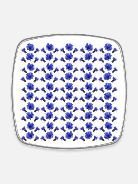 motif bleuet, cadeau femme - Magnet carré - blanc