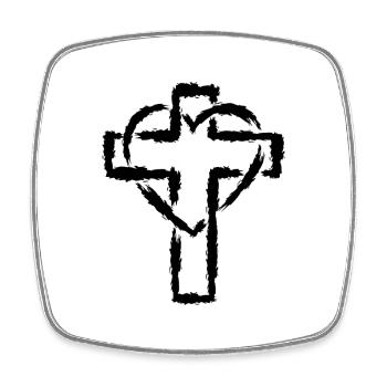 Croix symbole christianisme coeur amour - Magnet carré - blanc - Devant