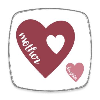 Cœur de Mère Double Cœur Amour Design - Magnet carré - blanc - Devant