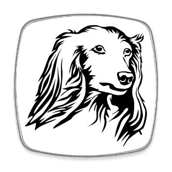 Dachshund head - Square fridge magnet - white - Front