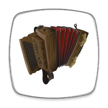 Steirische Harmonika - Dunkel/Rot | ZiachON! - Viereckiger Kühlschrankmagnet - Weiß - Vorne
