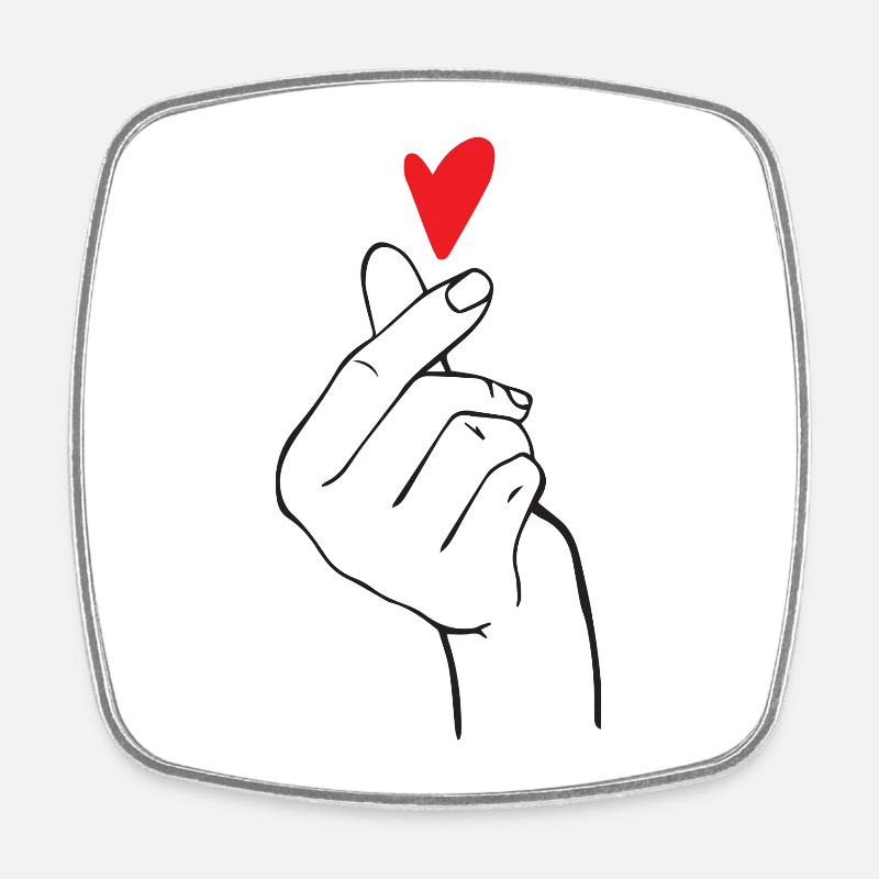 K-Pop Finger Heart - Square fridge magnet - white
