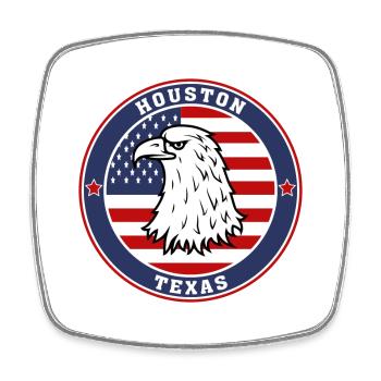 Houston City Texas State USA Flagge Reise Souvenir - Viereckiger Kühlschrankmagnet - Weiß - Vorne