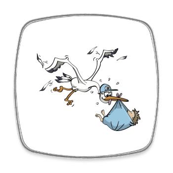 Der Storch bringt den kleinen Jungen zur Welt - V2 - Viereckiger Kühlschrankmagnet - Weiß - Vorne
