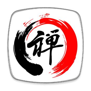 Zen enso zen circle red and black - Square fridge magnet - white - Front