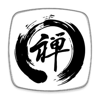 Zen written in kanji japanese script in enso zen - Square fridge magnet - white - Front