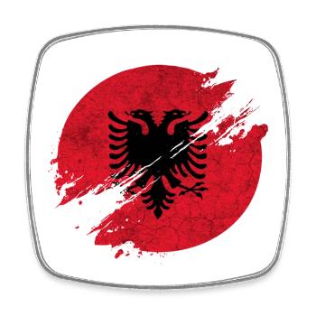 Albania Vintage Circle Flag / Gift Tirana - Square fridge magnet - white - Front