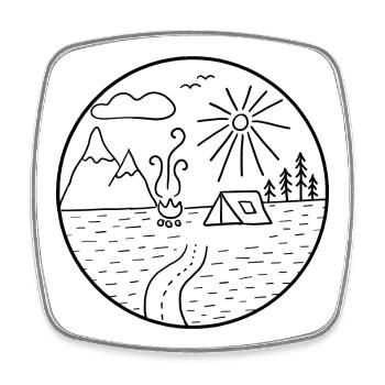 camping - Square fridge magnet - white - Front