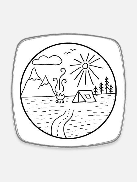 camping - Square fridge magnet - white