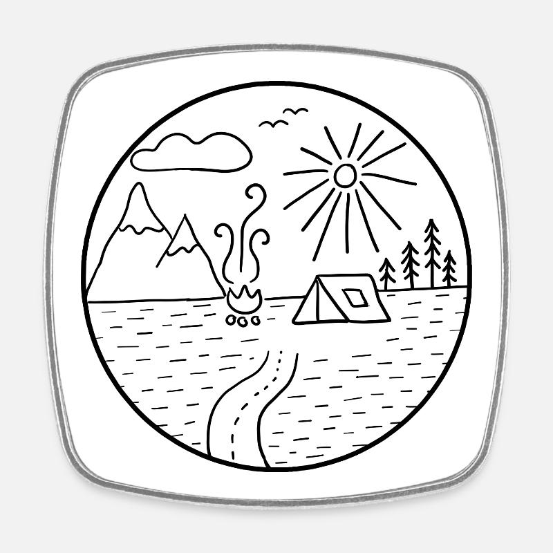 camping - Square fridge magnet - white