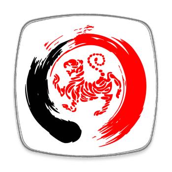 Shotokan tiger in zen sign - Square fridge magnet - white - Front