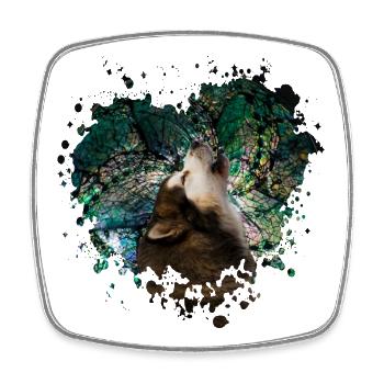 Howling malamute - Square fridge magnet - white - Front