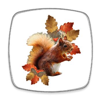 Eichhörnchen motiv mit Eichenblättern, Herbst frau - Viereckiger Kühlschrankmagnet - Weiß - Vorne