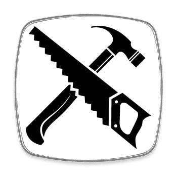 icône de l’outil de marteau de scie icône de logo - Magnet carré - blanc - Devant