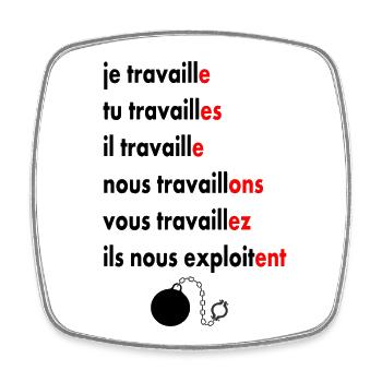 travailler - Magnet carré - blanc - Devant
