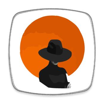 Woman with hat - Square fridge magnet - white - Front