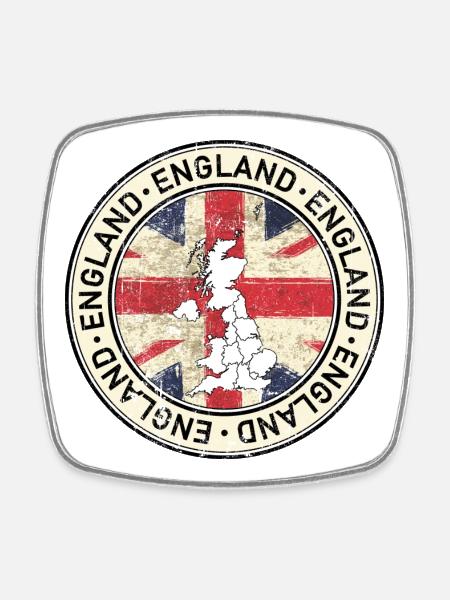 UK Map Flag Emblem - Square fridge magnet - white