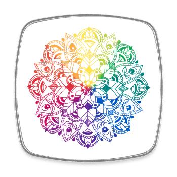 Flower Mandala - Viereckiger Kühlschrankmagnet - Weiß - Vorne