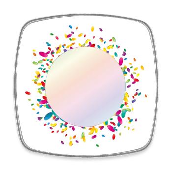 shimmering confetti frame for your own texts - Square fridge magnet - white - Front