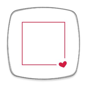 Heart frame ornament line customizable - Square fridge magnet - white - Front