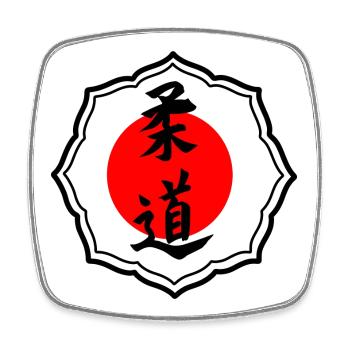 Emblème kanji de judo en signe kodokan - Magnet carré - blanc - Devant