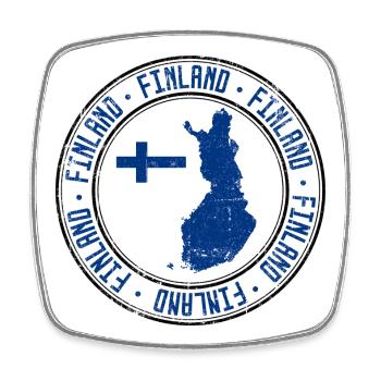 Finland Map Circular Crest with Flag - Square fridge magnet - white - Front