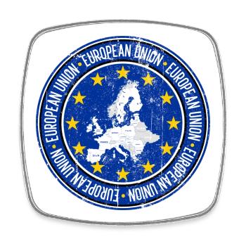 EU-Karte Circle Stars Emblem - Viereckiger Kühlschrankmagnet - Weiß - Vorne