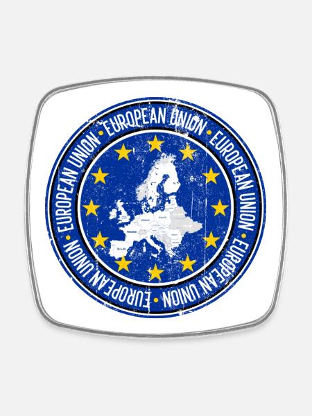 EU Map Circle Stars Emblem - Square fridge magnet - white