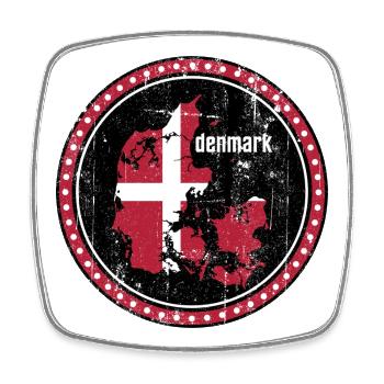 Denmark Map flag badge - Square fridge magnet - white - Front