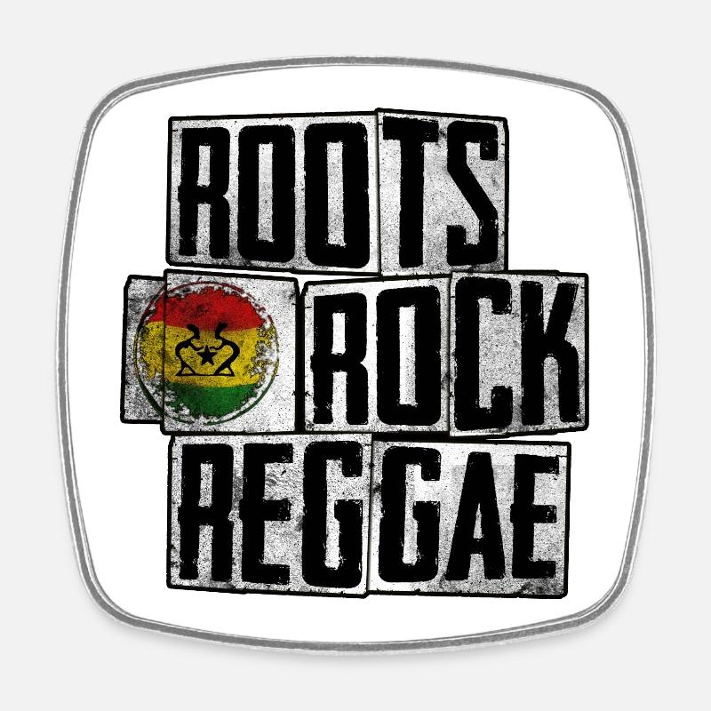 Roots Rock Reggae Design - Viereckiger Kühlschrankmagnet - Weiß
