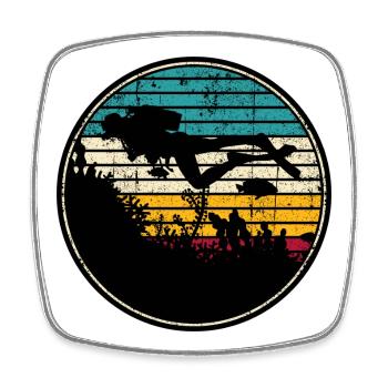 Diving scuba - Square fridge magnet - white - Front