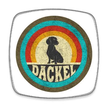 Dackel Vintage Design / Geschenkidee - Viereckiger Kühlschrankmagnet - Weiß - Vorne