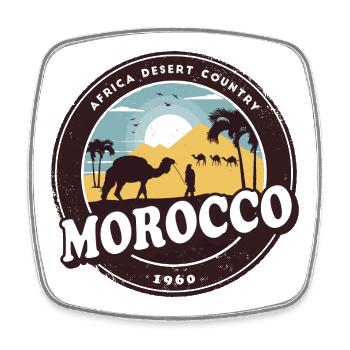 Morocco camel desert design / gift idea - Square fridge magnet - white - Front