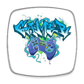 Gamer Gaming Graffiti - Viereckiger Kühlschrankmagnet - Weiß - Vorne