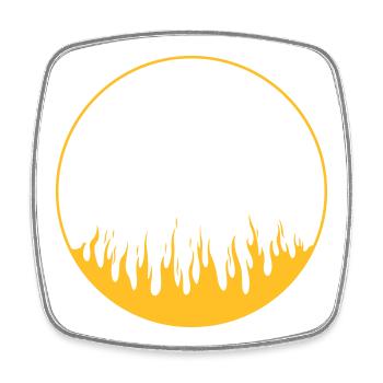Circle on fire | 1-Color vectorgraphic - Square fridge magnet - white - Front