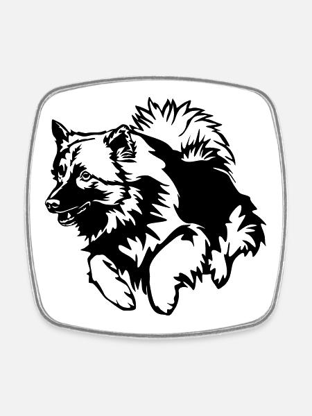 Wolfsspitz - Viereckiger Kühlschrankmagnet - Weiß