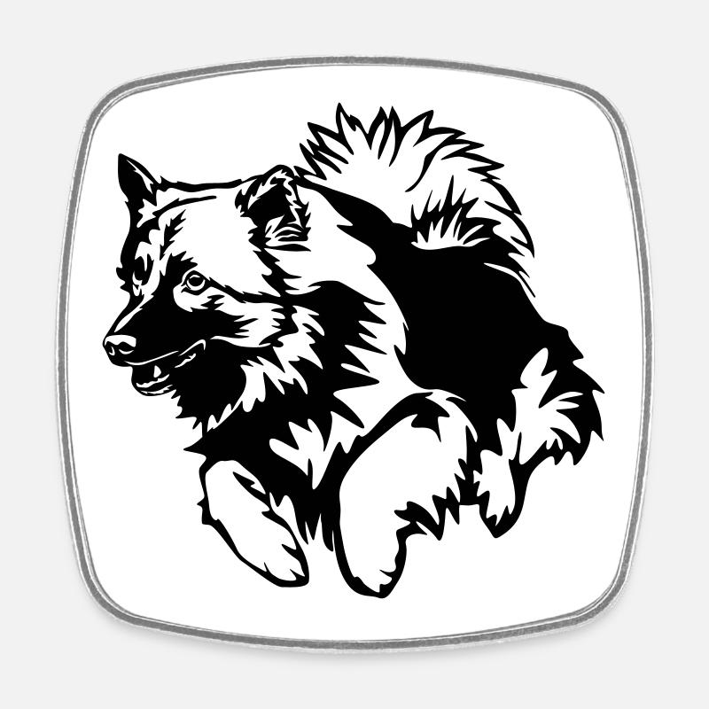 Wolfsspitz - Viereckiger Kühlschrankmagnet - Weiß