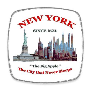 NEW YORK 1624 CREATION Louis RUNEMBERG ADAGP - Magnet carré - blanc - Devant