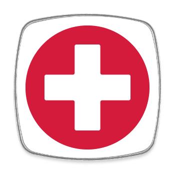 First Aid Medical Cross Sicherheitssymbol Vektor-Symbol - Viereckiger Kühlschrankmagnet - Weiß - Vorne